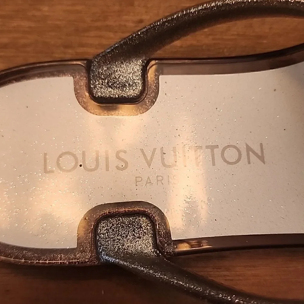 Authentic Louis Vuitton Silver Jelly BOW Flip Flop Sandals Shoes size 36